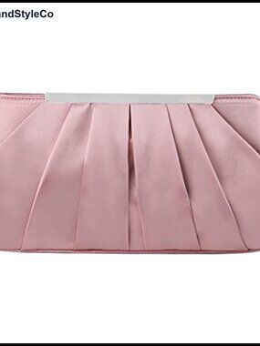 Satin Evening Clutch Bag Elegant Pleated Formal Handbag with Detachable Chain